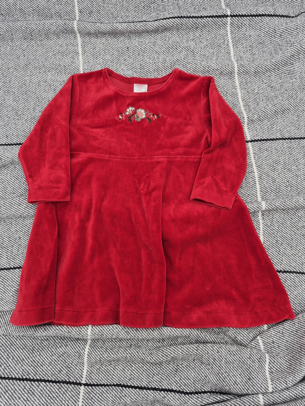 Vintage 90s Lands End Velvet Holiday Dress 12M Made in USA Red